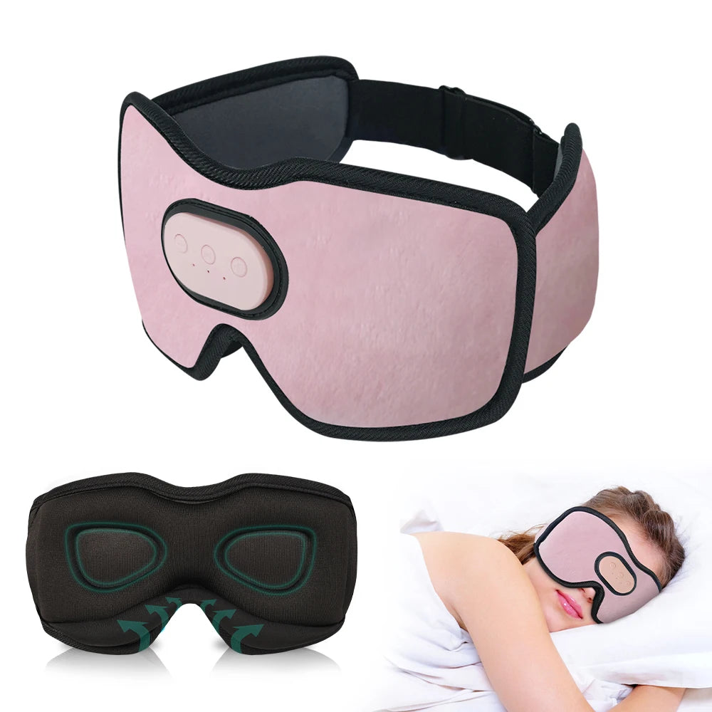 Antifaz ZenSleep 3D color rosado - interior espuma 3D y mujer durmiendo de lado con el antifaz puesto