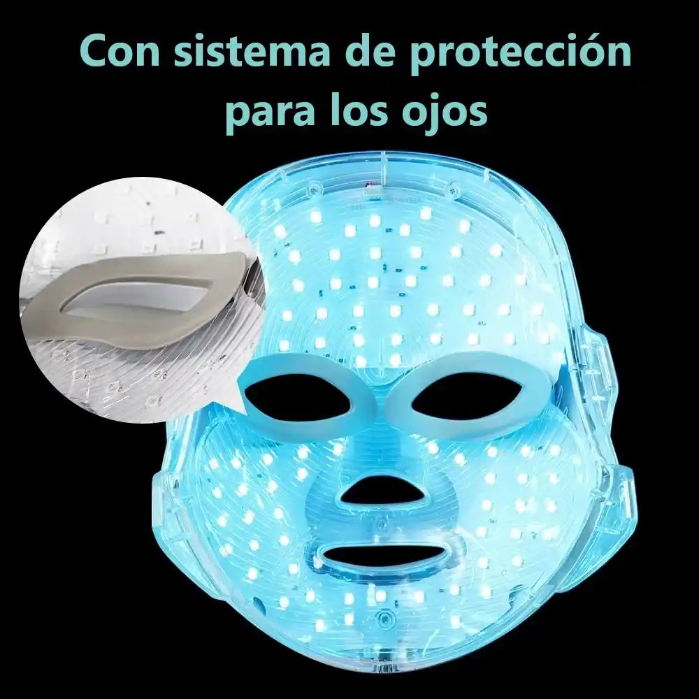 Máscara Facial LED Lumina Pro 7 - Fototerapia 7 Colores e Inalámbrica