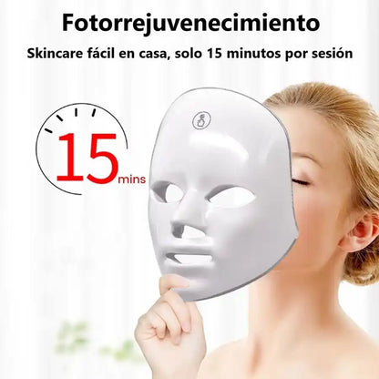 Máscara Facial LED Lumina Pro 7 - Fototerapia 7 Colores e Inalámbrica